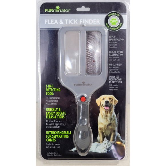 FURminator Flea & Tick Finder 3 In 1 Detecting Tool Locate Fleas Ticks Fur Comb - Picture 1 of 5